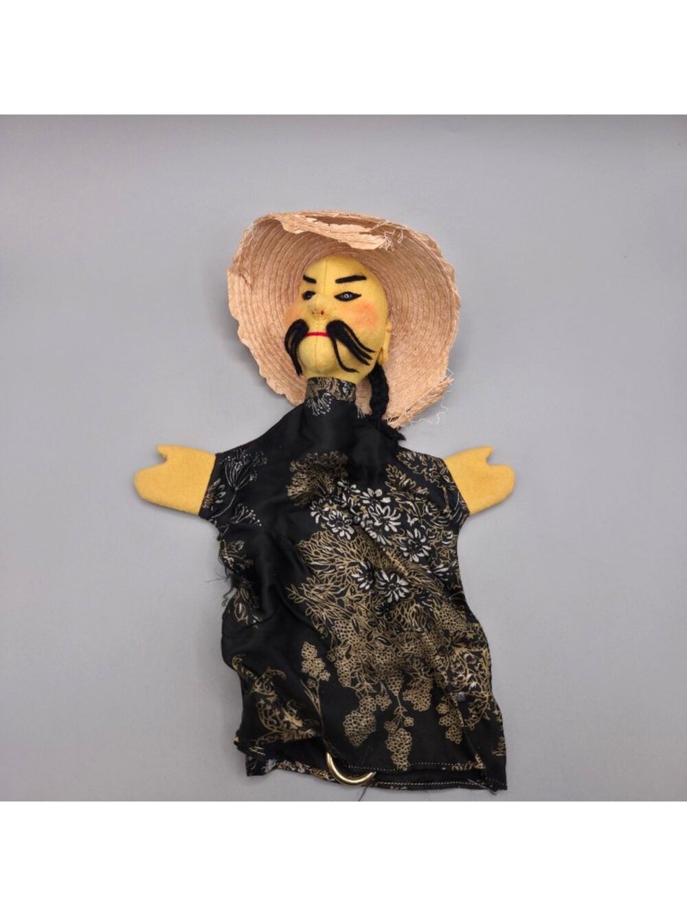 Vintage Kersa Chinese Man Hand Puppet 1960s Germany Felt Folk Art Toy